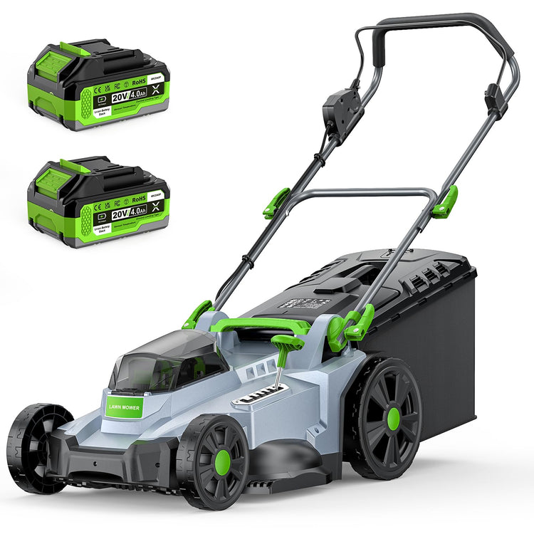 40V Brushless Cordless Lawn Mower with 42cm Cutting Width, 2 Batteries & Charger