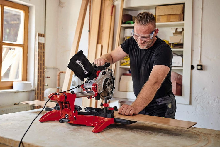 1800W Dual Bevel Sliding Mitre Saw with Laser Guide & Adjustable Cutting Angles