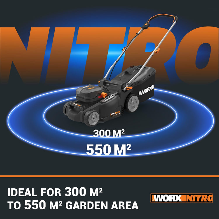40V Brushless Cordless Lawn Mower with 37cm Cutting Width, 2 Batteries & Charger