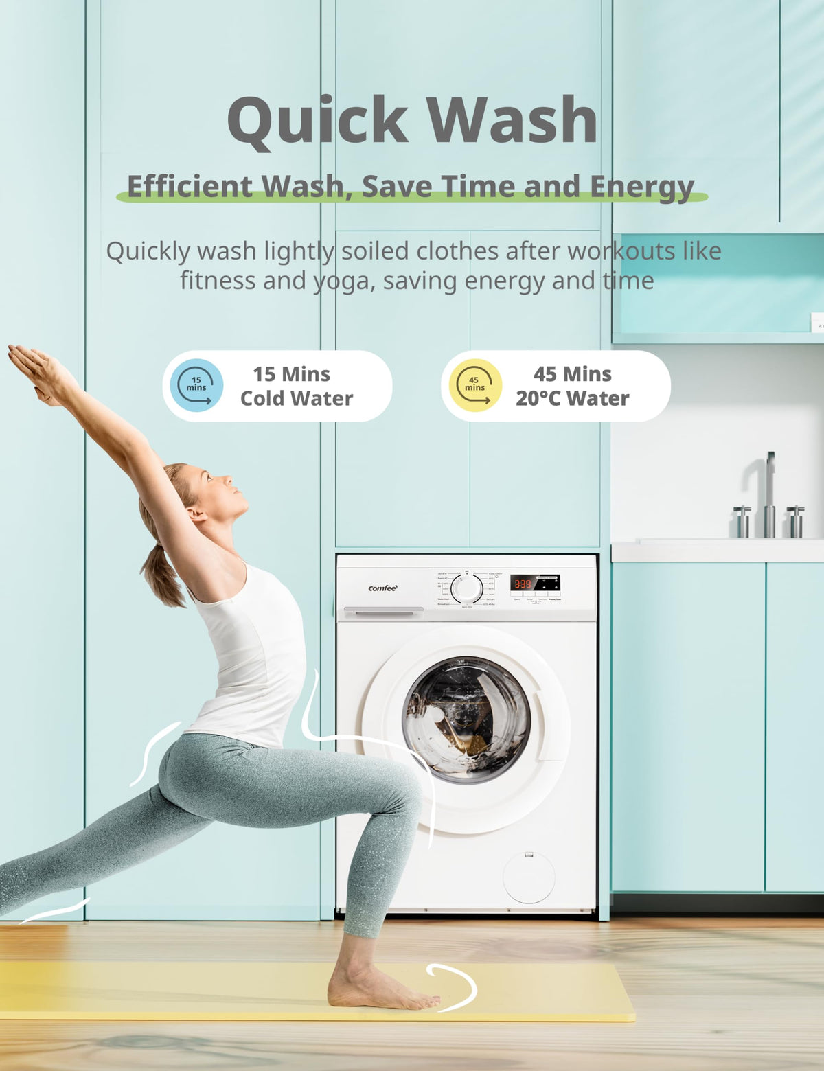 9kg Washing Machine with 1400 RPM Spin, Steam Wash & Inverter Motor - White