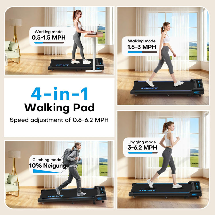 2.5HP Walking Pad Treadmill with 10% Incline, LED Display & 12 HIIT Programs