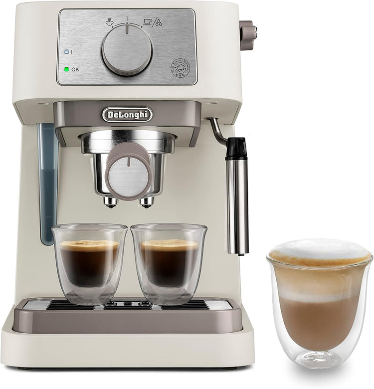 De'Longhi Classic EM450.M, Manual Coffee Machine with Steam Wand, Barista Pump Espresso Machine, Cappuccino Nozzle, Double Wall Filter Basket, 15bar, Fit Mug Up to 13cm, Stainless Steel/Metal