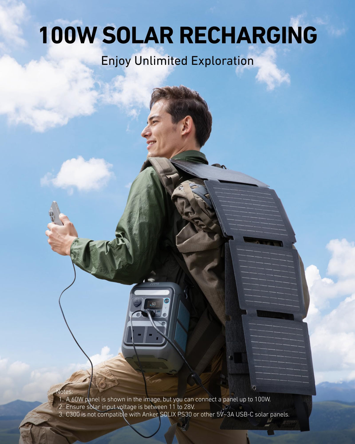 Anker SOLIX C300 Portable Power Station, Outdoor 288Wh LiFePO4 Battery, 300W (600W Surge) Solar Generator, 140W Two-Way Fast Charging, For Camping