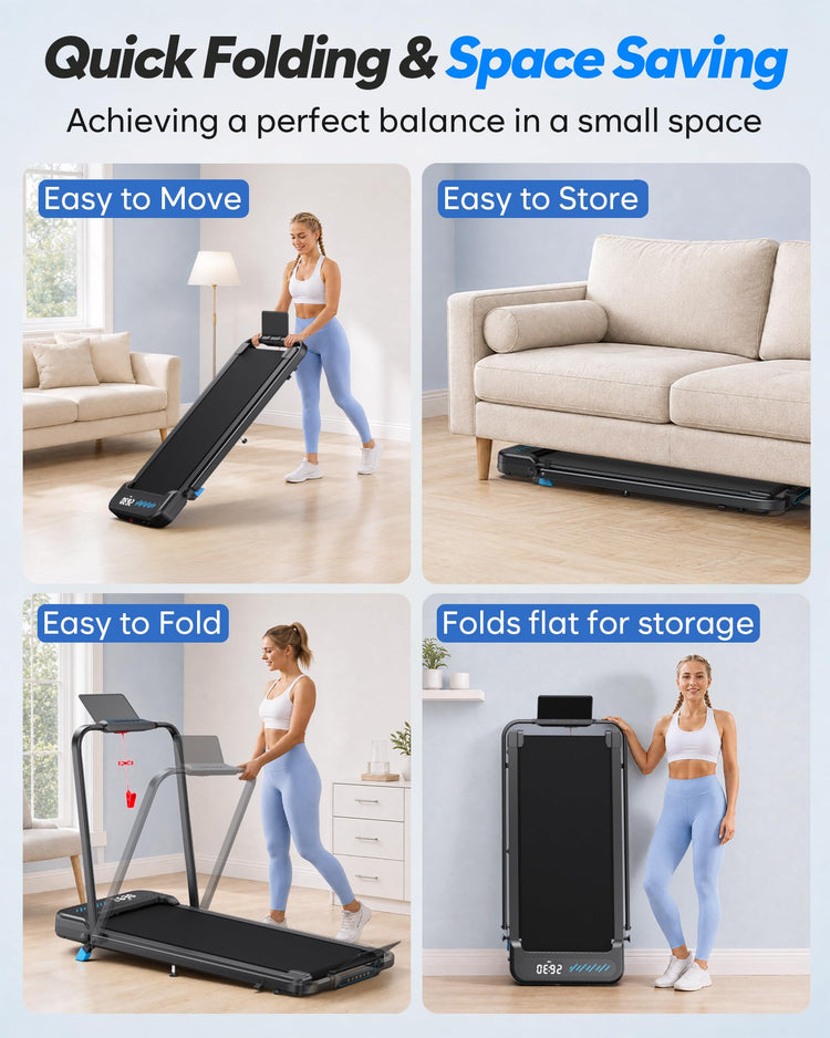 6-in-1 Foldable Treadmill with 10% Incline and Walking Pad Mode