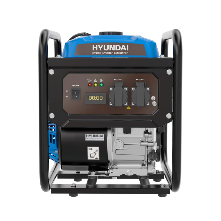 Hyundai 3.3kW / 3300W Petrol Open Frame Inverter Generator, Recoil Start, 3.0kW Continuous, 7.5L Long-Run Tank, Pure Sine Wave