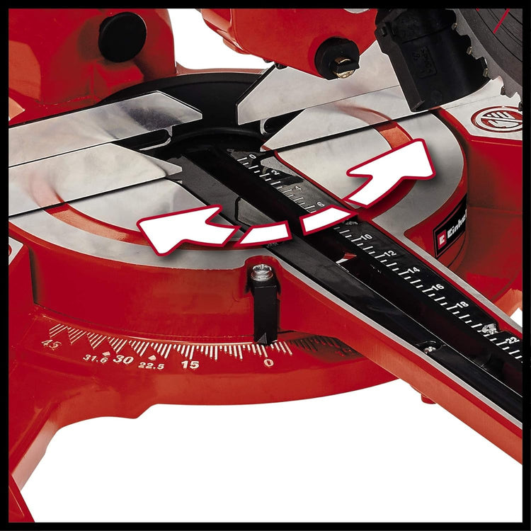 1800W Dual Bevel Sliding Mitre Saw with Laser Guide & Adjustable Cutting Angles