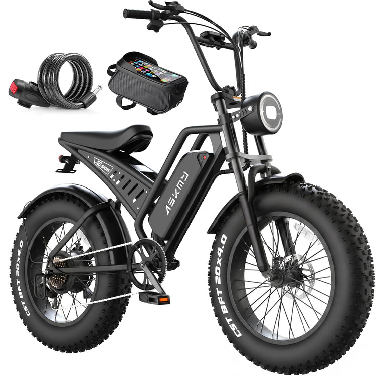 Electric Mountain Bike with 20-Inch Fat Tyres, 48V 15Ah Battery, 1500W Peak Motor, Dual Suspension