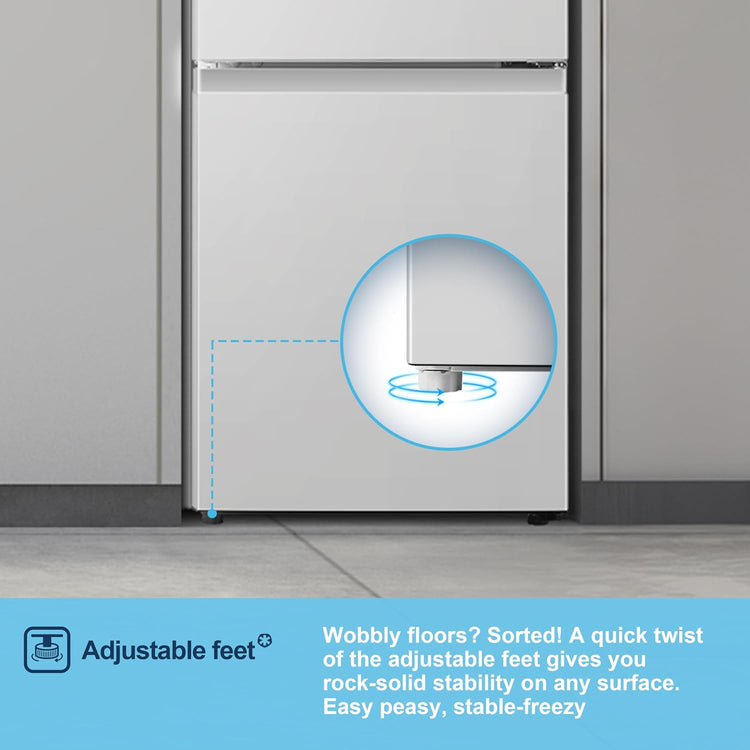 Fridgemaster 50cm Slim Fridge Freezer MC50175A – Fits Narrow Kitchens, 175L 60/40, Quiet 39dB, Reversible Door, White