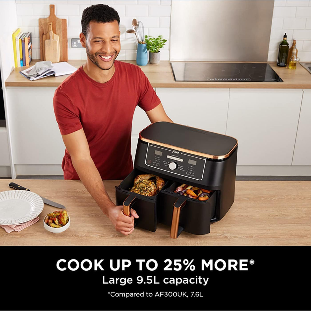 Ninja Foodi MAX AF400UKCP Dual Zone 9.5L Air Fryer – Copper/Black