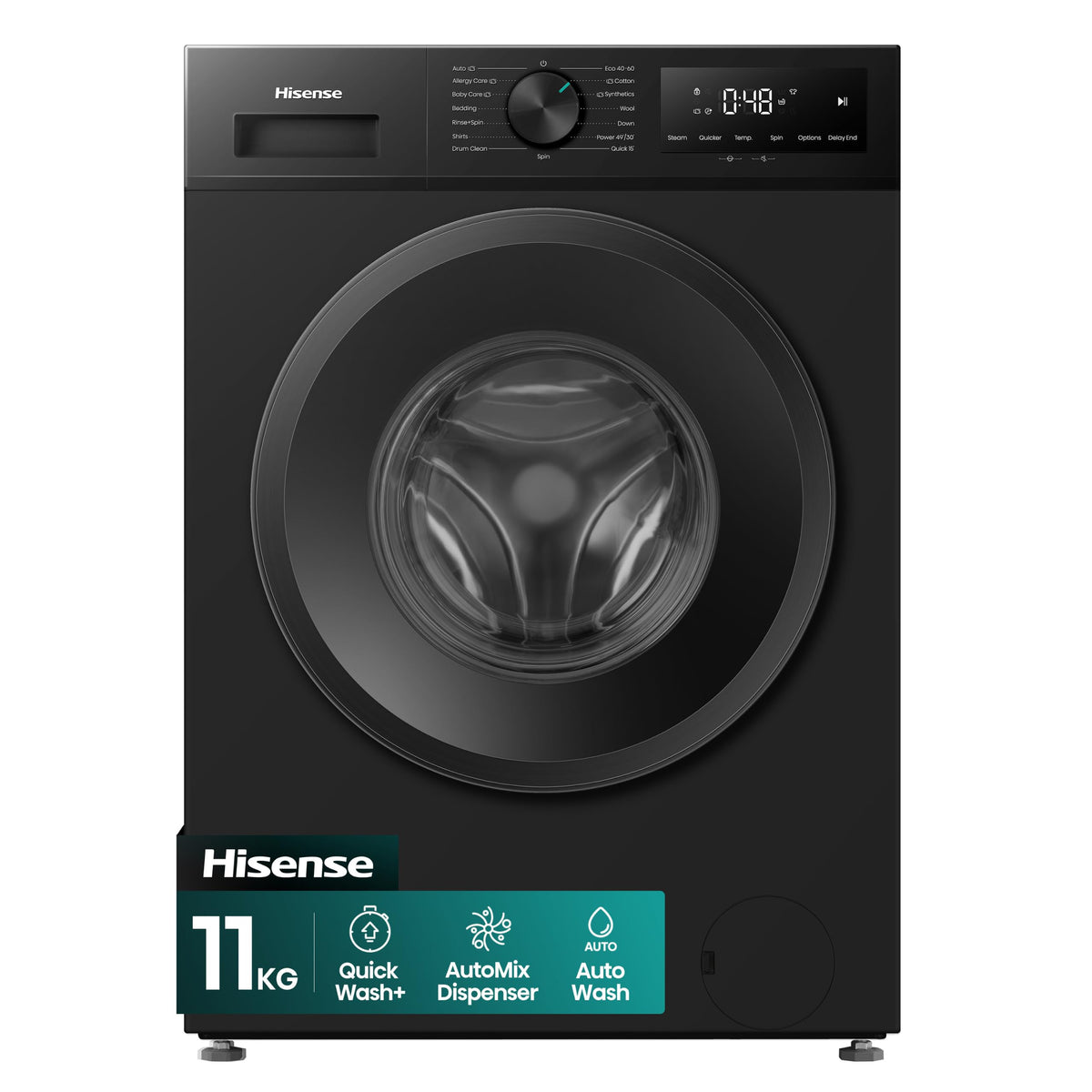 Hisense 1Q Series WF1Q1041BW Freestanding 10 KG Front Load Washing Durable Inverter Machine, Steam Wash, Quick Wash, 15 Washing Programs 1400 RPM White - Energy Rating A