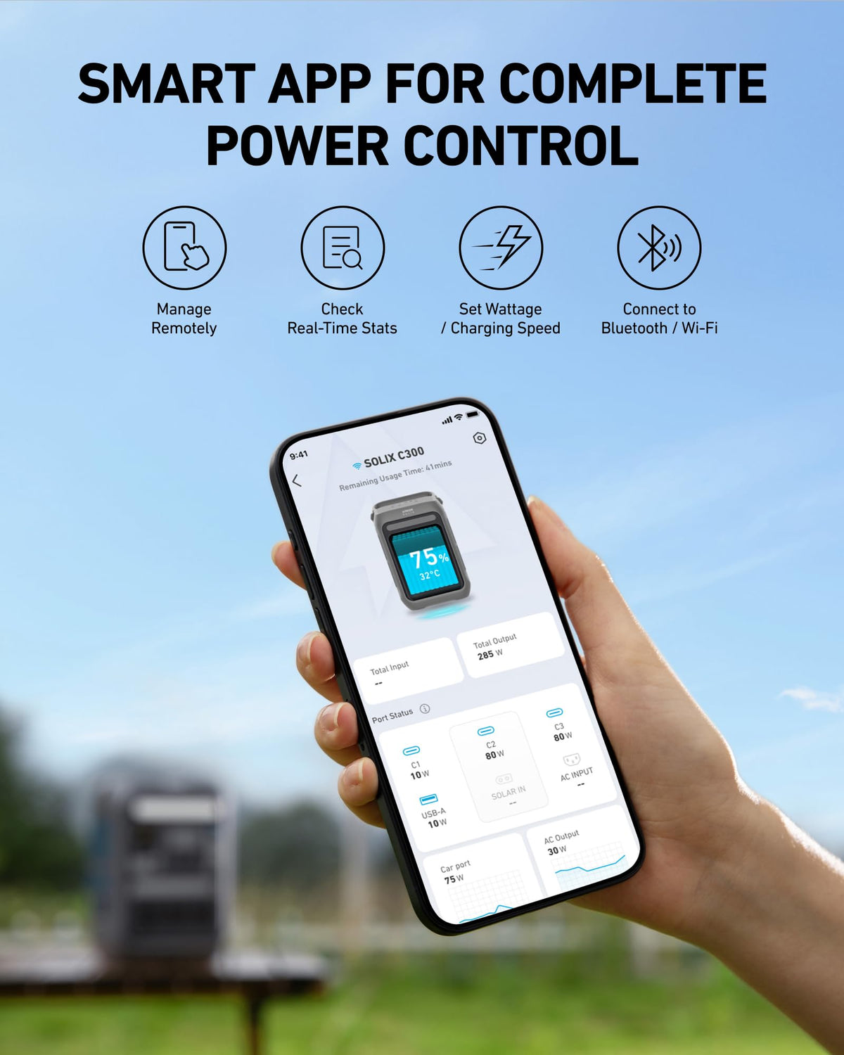 Anker SOLIX C300 Portable Power Station, Outdoor 288Wh LiFePO4 Battery, 300W (600W Surge) Solar Generator, 140W Two-Way Fast Charging, For Camping