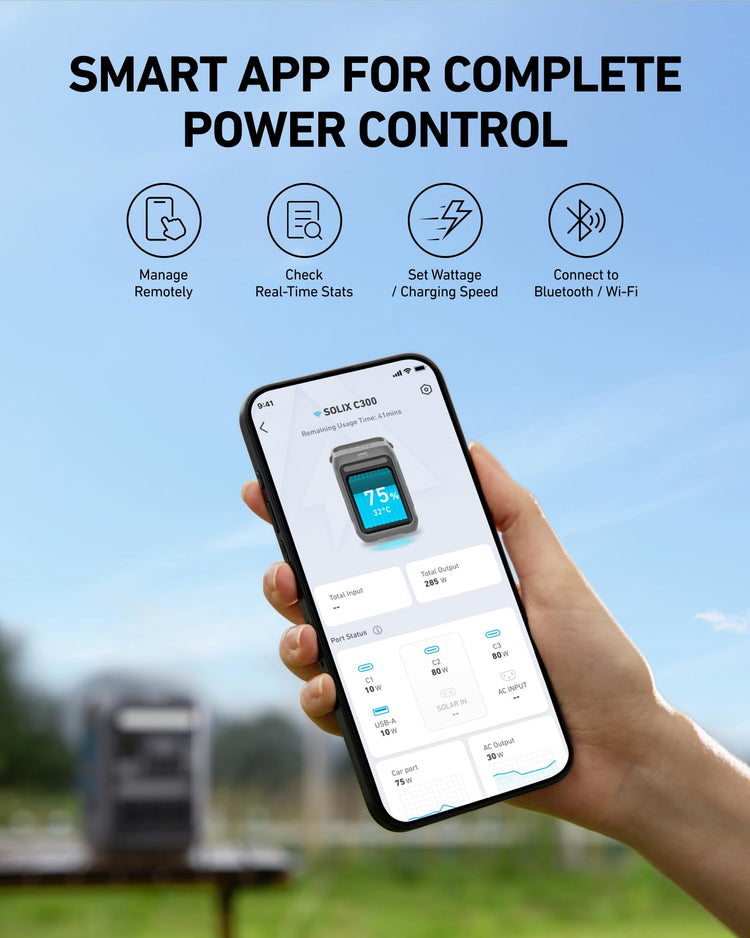 Anker SOLIX C300 Portable Power Station, Outdoor 288Wh LiFePO4 Battery, 300W (600W Surge) Solar Generator, 140W Two-Way Fast Charging, For Camping