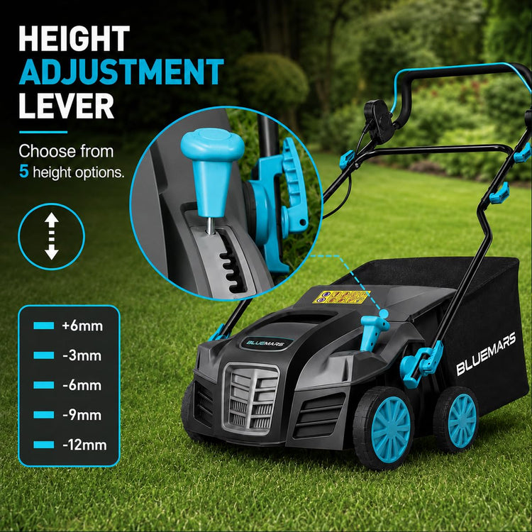 2000W Electric Lawn Scarifier & Aerator with 40cm Working Width & 55L Collection Box