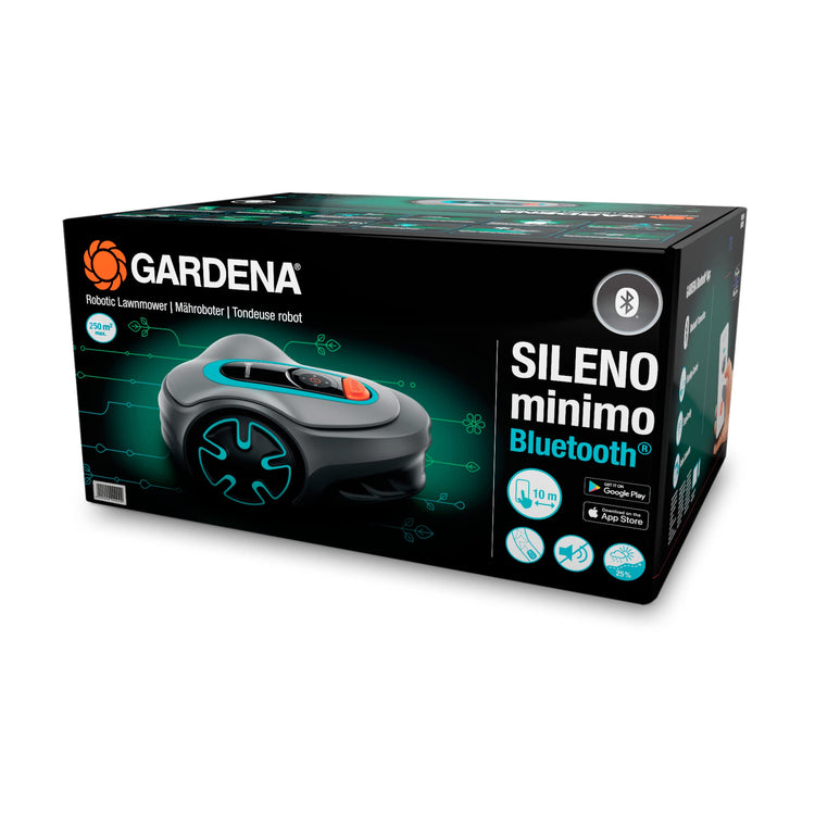 Gardena Robotic Mower SILENO minimo 250 m2: Intelligent lawn mower with excellent connectivity, programmable with the Gardena Bluetooth® app, version