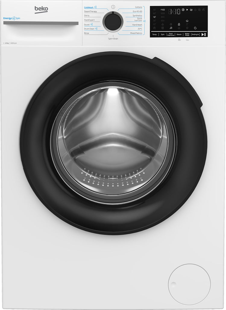 Beko EnergySpin™ BM3WT1241IW 12kg Washing Machine with 1400 rpm - White - A Rated