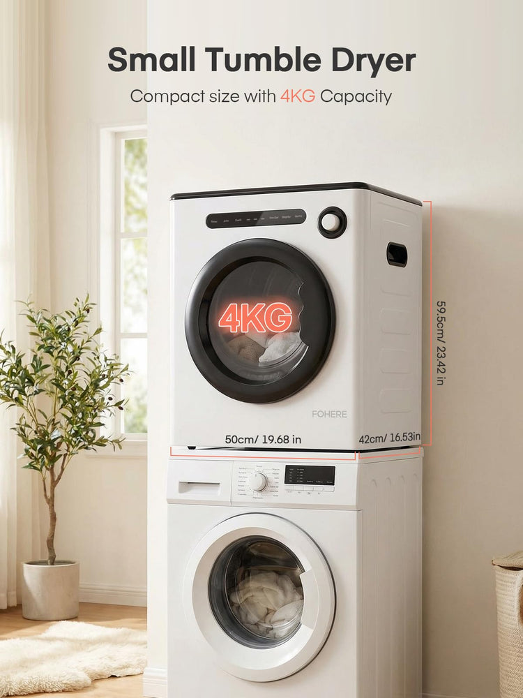 4kg Compact Vented Tumble Dryer with 5 Drying Modes, Sensor Dry & Timer - White