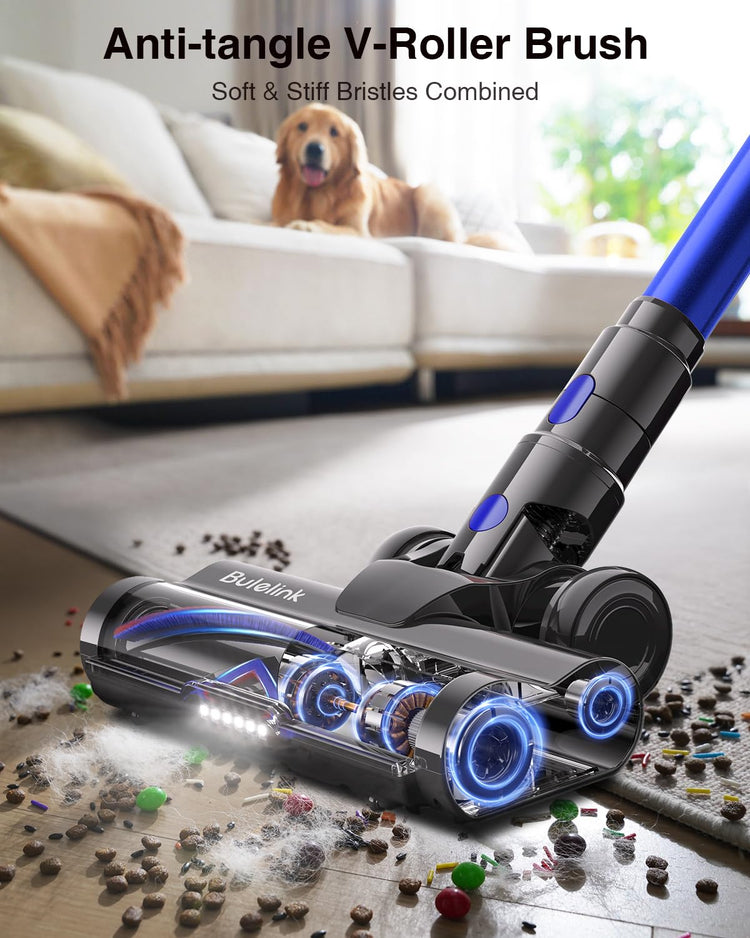 Bulelink 600W 50kPa 70Mins Cordless Vacuum Cleaner, 1.8L Self-Standing Anti-Tangle Vacuum cleaners for Home with OLED Touch Screen, Wall-Mounted Charging, for Pet Carpet Car Hardwood Floor