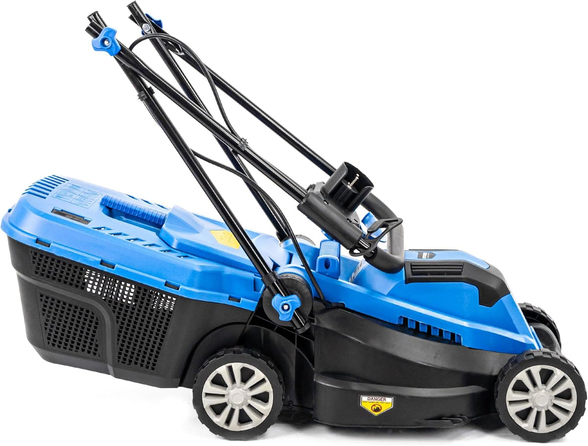 Hyundai 1300W Electric Lawn Mower – 33cm Lightweight Corded Lawnmower, 30L Grass Box, Foldable Handle, 3 Cutting Heights, Ideal for Small Gardens - 3 Year Warranty