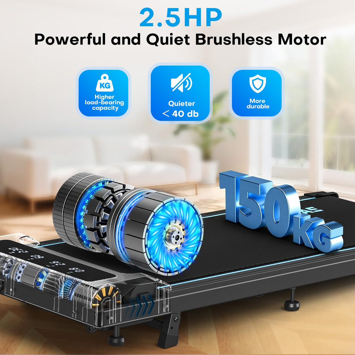 2.5HP Walking Pad Treadmill with 10% Incline, LED Display & 12 HIIT Programs