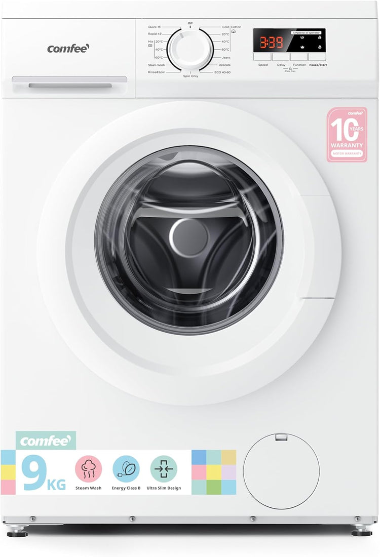 COMFEE' 9kg Washing Machine Energy Class A 1400rpm BLDC Motor Slim White