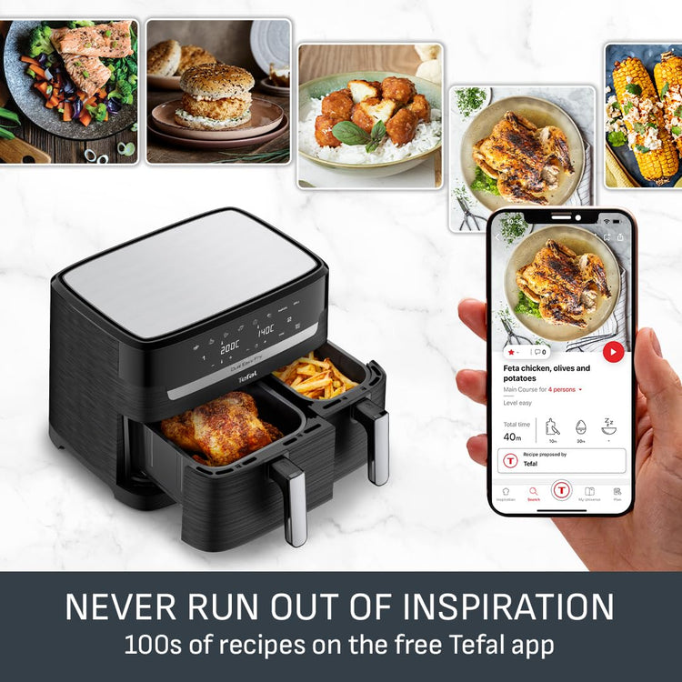 Tefal Easy Fry Dual Zone 8.3L Family Air Fryer, Black & Metal