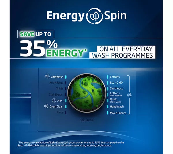 BEKO EnergySpin BM3WT3841W 8 kg 1400 Spin Washing Machine - White