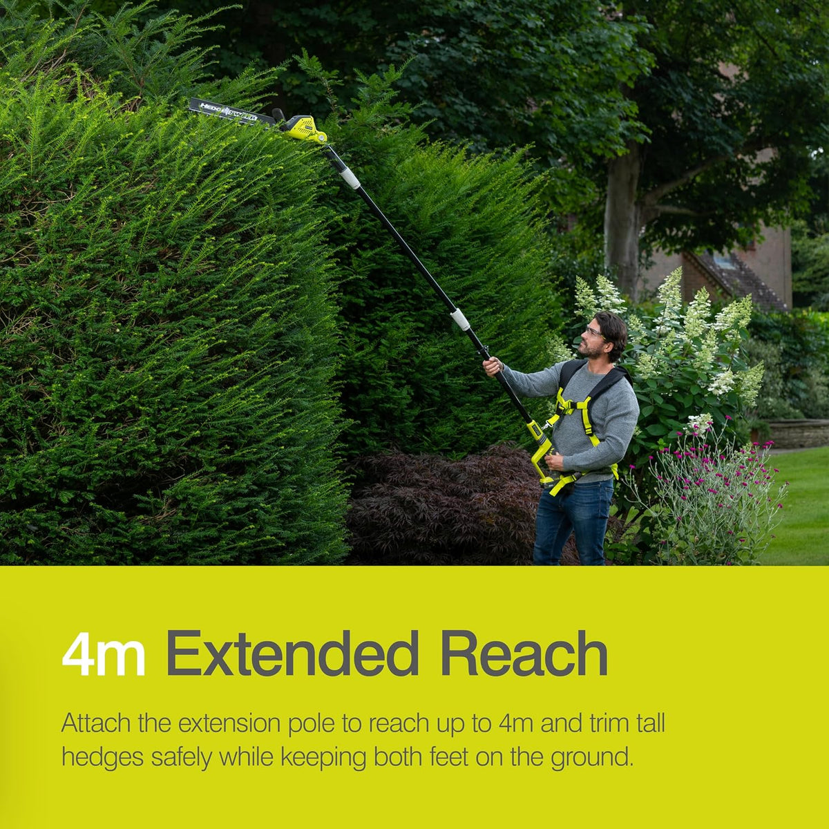 RYOBI OPT1845 18V ONE+ Cordless Pole Hedge Trimmer, 45cm Blade, Battery Not Included