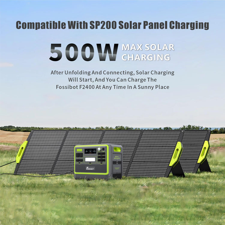 FOSSiBOT F2400 Portable Power Station Update Lightweight, silent, and efficient UPS with 2048Wh LiFePO4,3 x 240V AC Outputs 2400W,100W USB-C Output