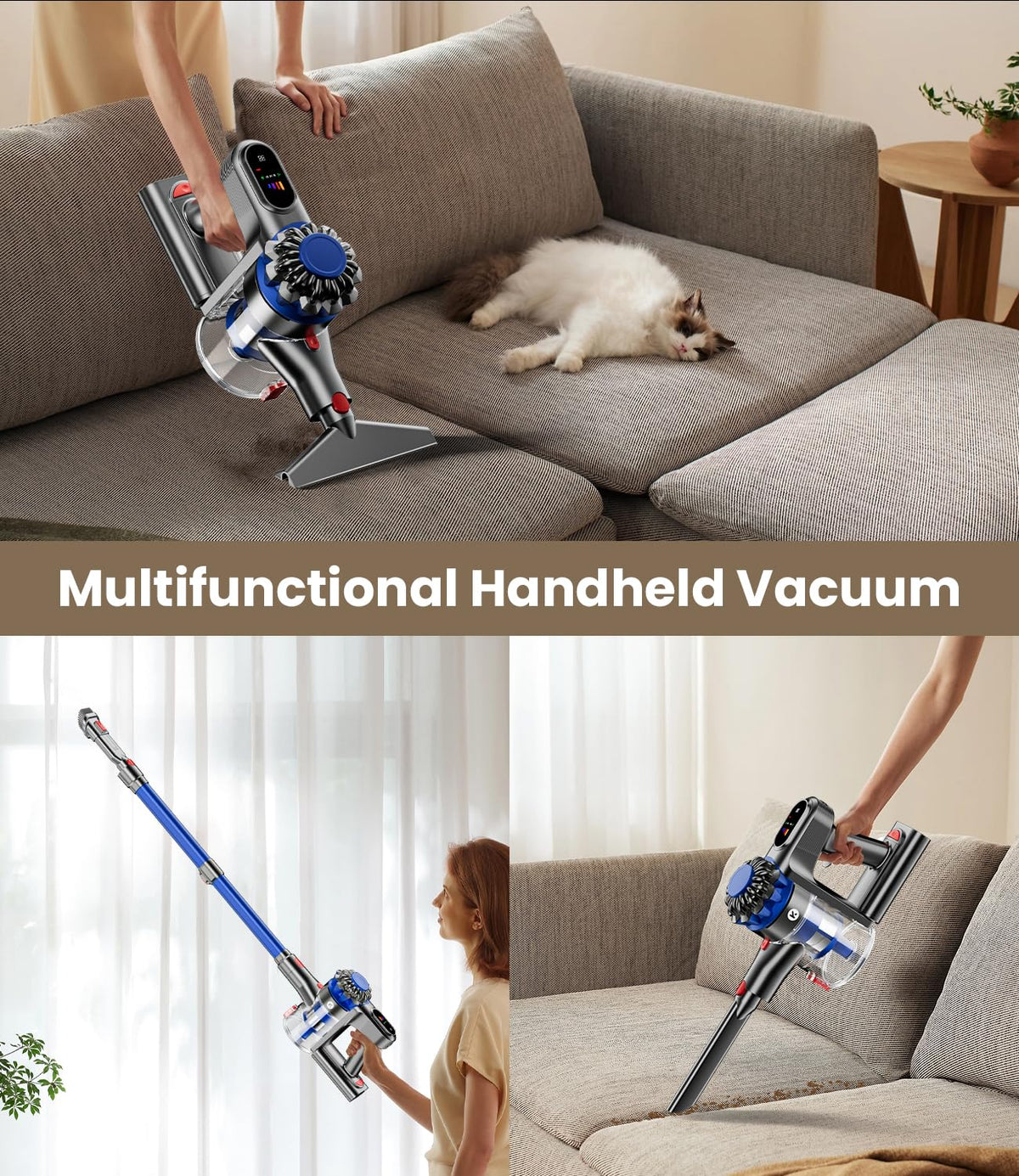 KARDV Cordless Vacuum Cleaner, 500W/40Kpa Vacuum Cleaners for Home, 60Mins Stick Vacuum with LED Display, Anti-Tangle Wireless Vacuum, 8 in 1 Lightweight Vacuum for Hard Floors Carpet Pet Hair