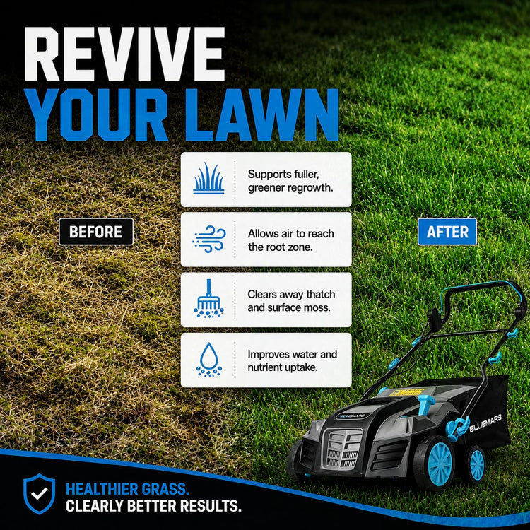 2000W Electric Lawn Scarifier & Aerator with 40cm Working Width & 55L Collection Box