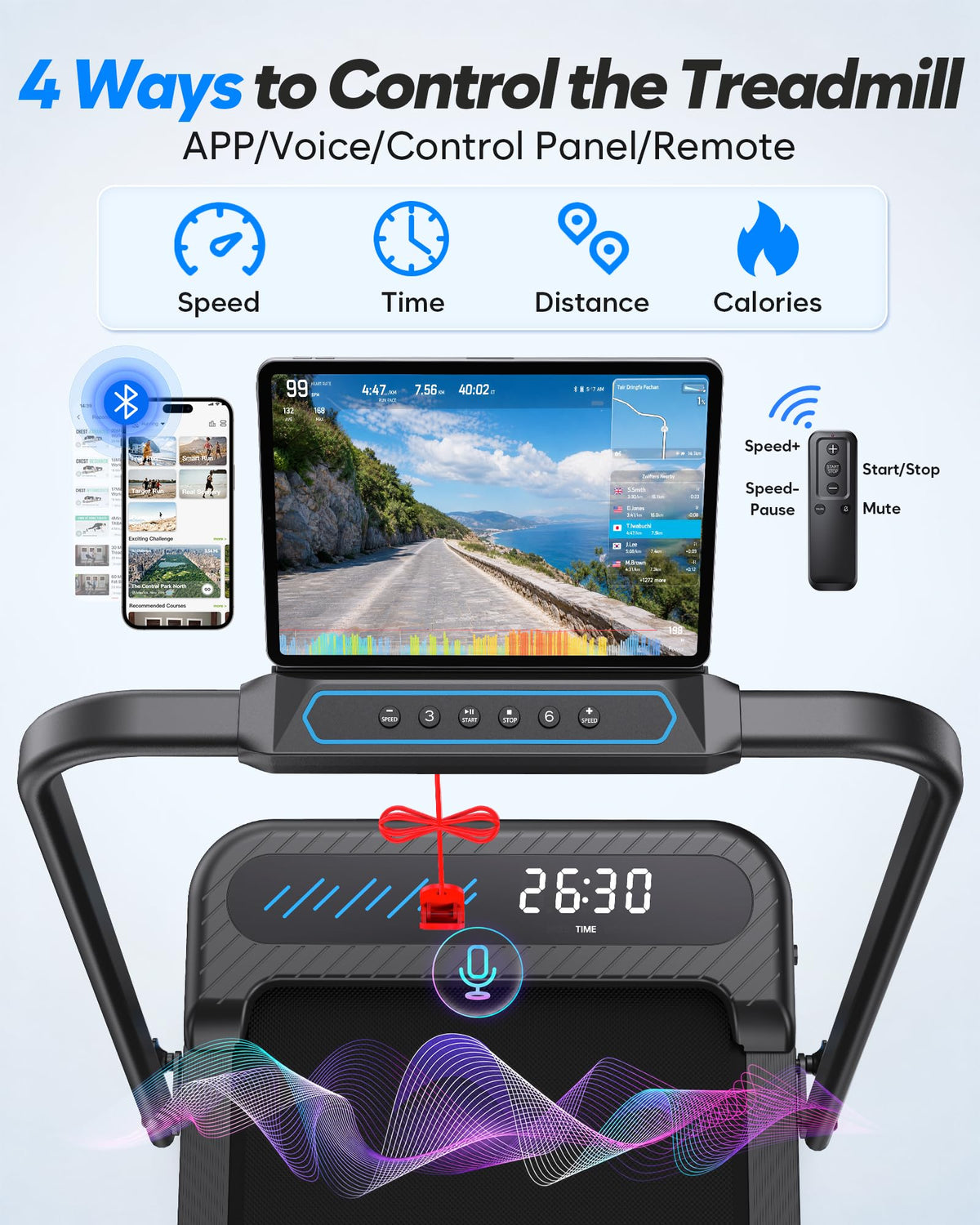 6-in-1 Foldable Treadmill with 10% Incline and Walking Pad Mode
