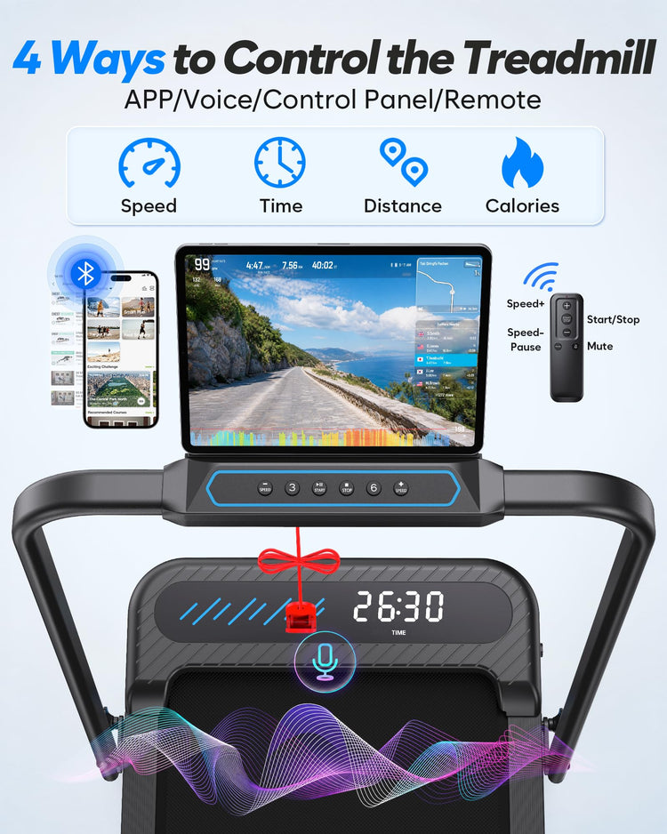 6-in-1 Foldable Treadmill with 10% Incline and Walking Pad Mode