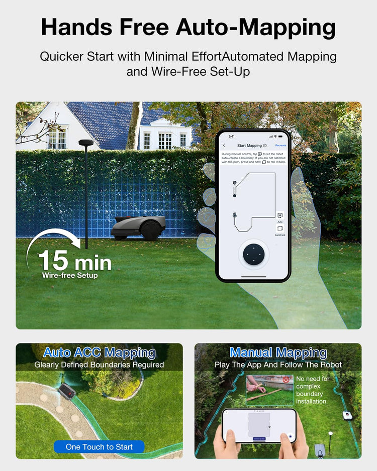 ECOVACS GOAT O600 RTK Robot Lawn Mower,Wire-Free TrueMapping 2.0 RTK Navigation,AIVI AI Obstacle Avoidance,19cm Cutting Width Robot Lawnmower for