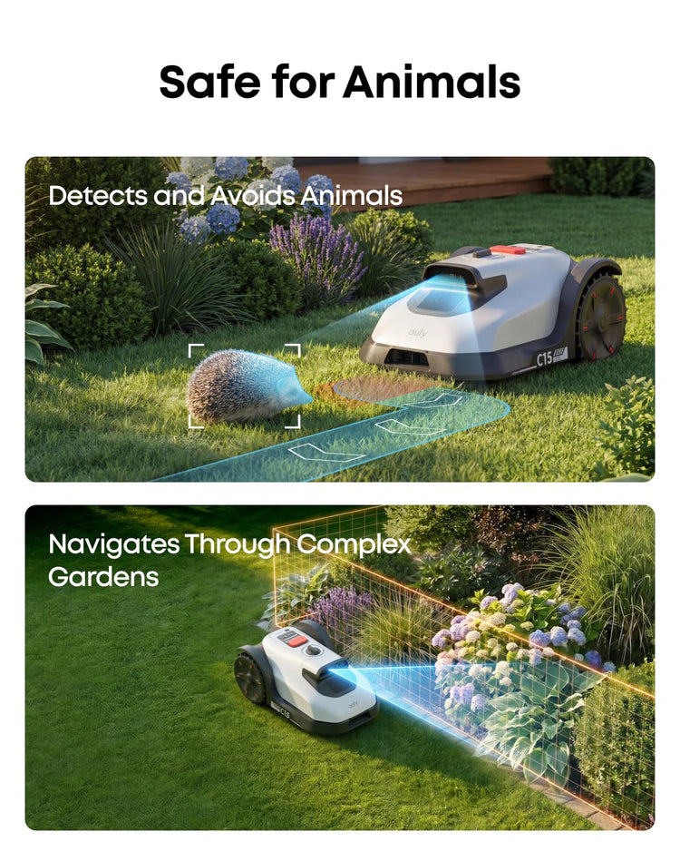 eufy Robot Lawn Mower, C15 without Boundary with Garage, 500 m2 Coverage