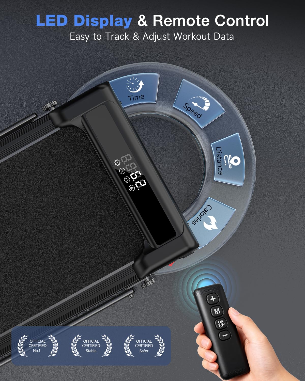 Foldable Walking Pad with 8% Incline and 3.0 HP Motor