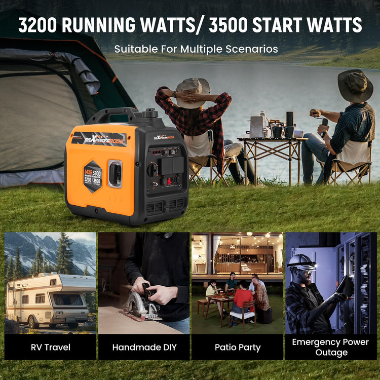 maXpeedingrods 3500W Portable Inverter Generator Petrol Silent for Camping