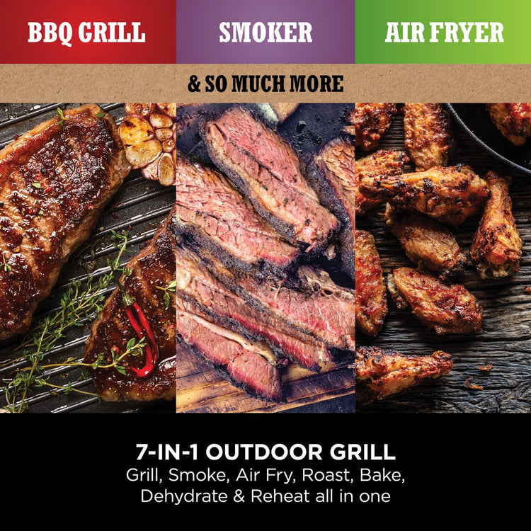 Ninja Woodfire Electric BBQ Grill & Smoker, 7-in-1 Outdoor Grill & Air Fryer, Roast, Bake, Dehydrate