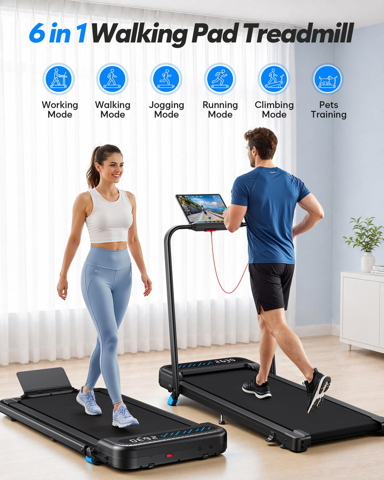 6-in-1 Foldable Treadmill with 10% Incline and Walking Pad Mode