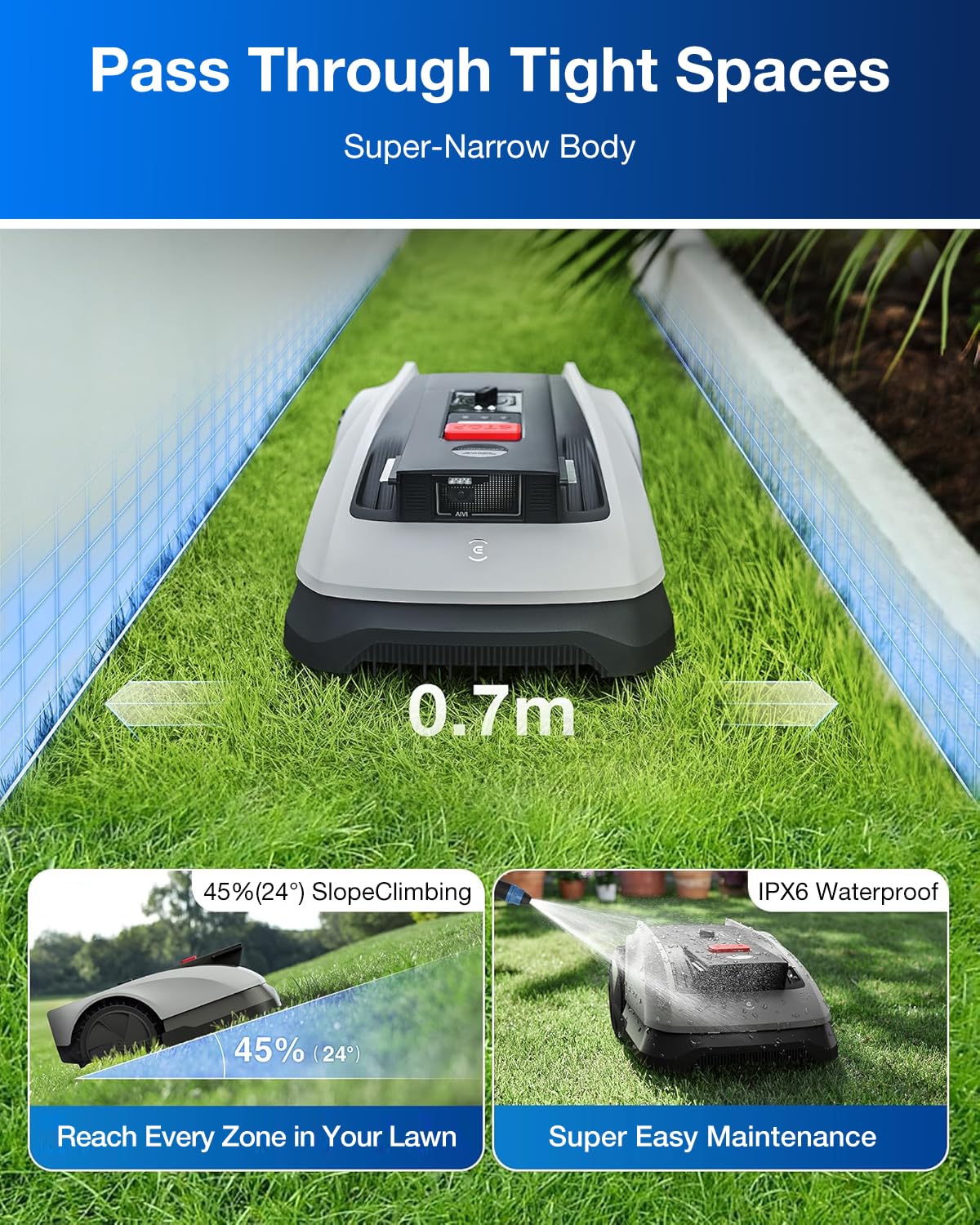 ECOVACS GOAT O600 RTK Robot Lawn Mower,Wire-Free TrueMapping 2.0 RTK Navigation,AIVI AI Obstacle Avoidance,19cm Cutting Width Robot Lawnmower for
