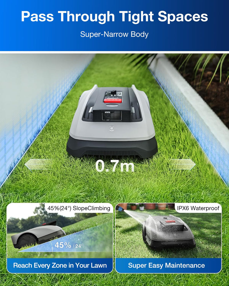 ECOVACS GOAT O600 RTK Robot Lawn Mower,Wire-Free TrueMapping 2.0 RTK Navigation,AIVI AI Obstacle Avoidance,19cm Cutting Width Robot Lawnmower for