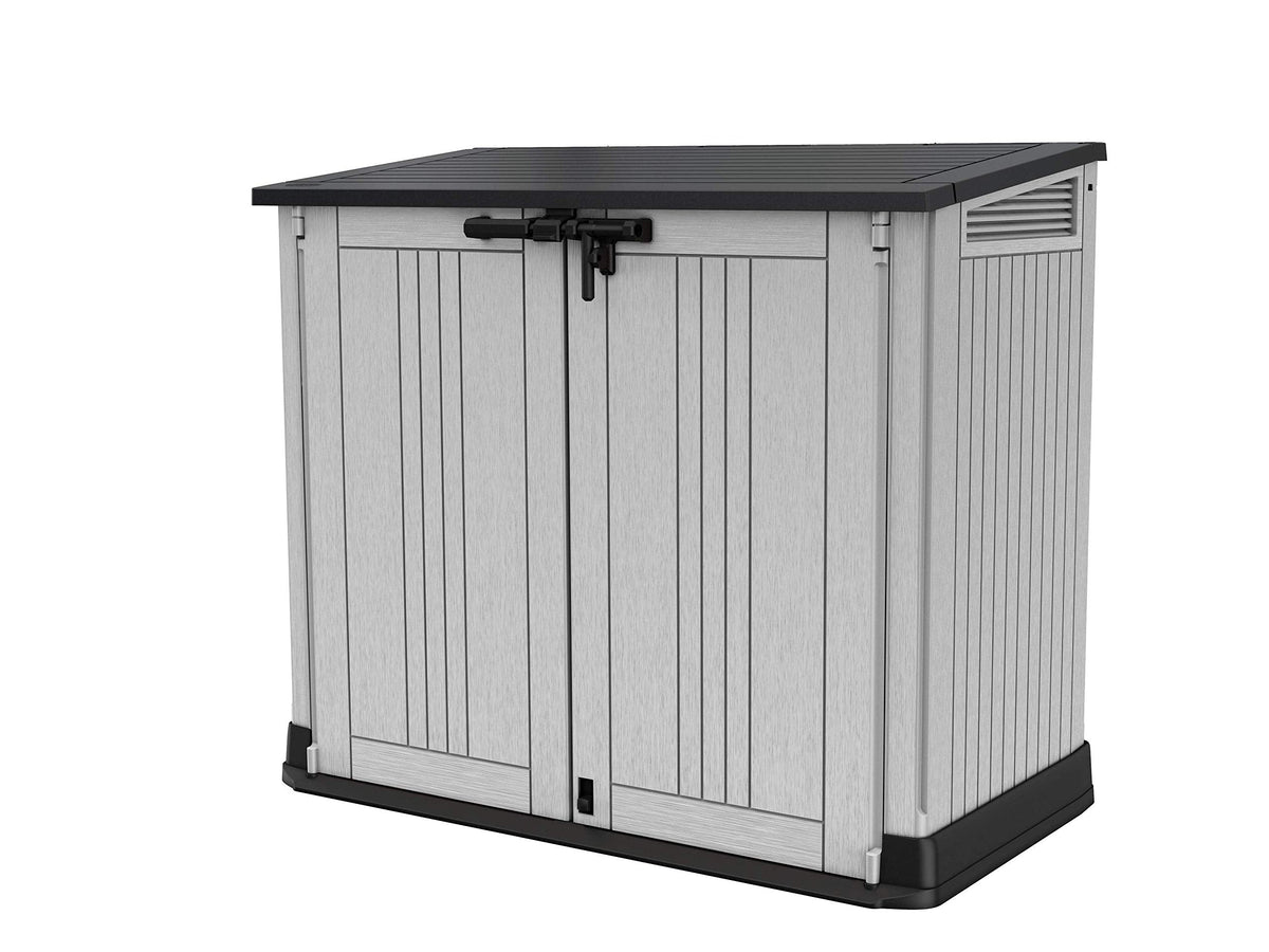 880L Outdoor Garden Storage Shed with Lockable Doors & Lift-Up Lid - Light Grey