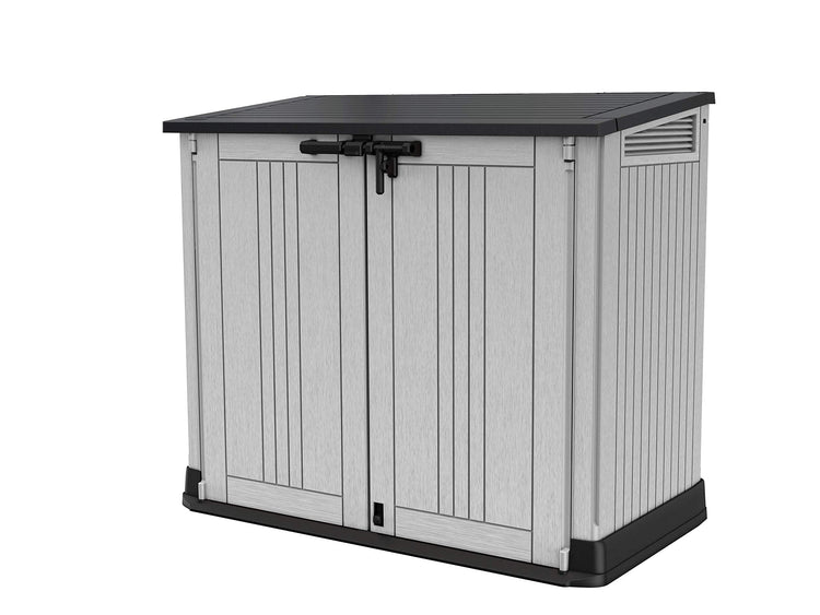 880L Outdoor Garden Storage Shed with Lockable Doors & Lift-Up Lid - Light Grey