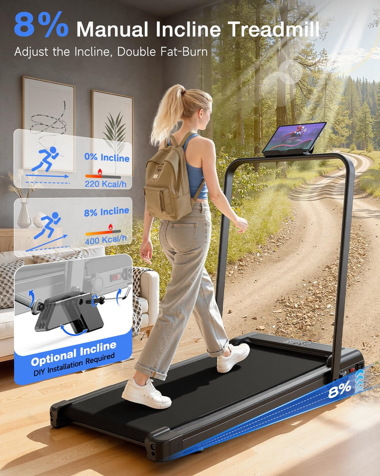 Foldable Walking Pad with 8% Incline and 3.0 HP Motor
