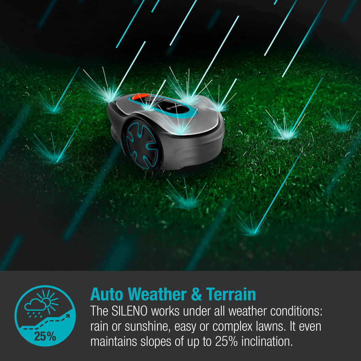 Gardena Robotic Mower SILENO minimo 250 m2: Intelligent lawn mower with excellent connectivity, programmable with the Gardena Bluetooth® app, version