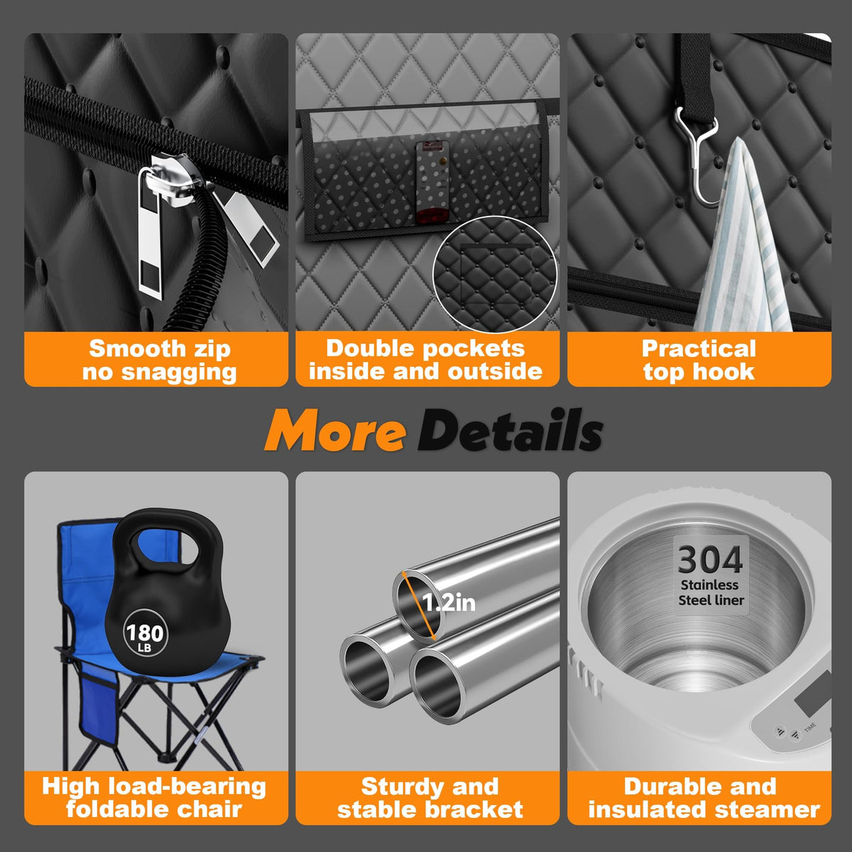 2-Person Portable Steam Sauna Tent for Home & Indoor Use - Full-Body Spa & Recovery with 9-Level Steam Control, 2 Oversized Steamers, Remote