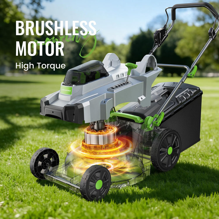 40V Brushless Cordless Lawn Mower with 42cm Cutting Width, 2 Batteries & Charger