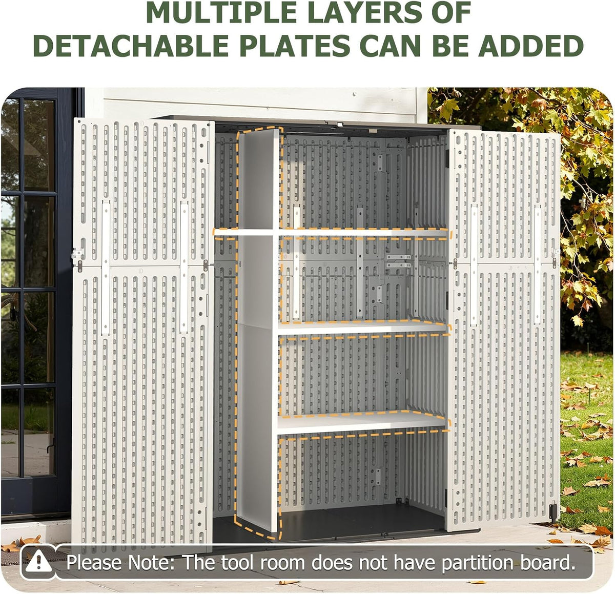 Vertical Outdoor Storage Shed Weather Resistant Resin Utility Cabinet with Floor