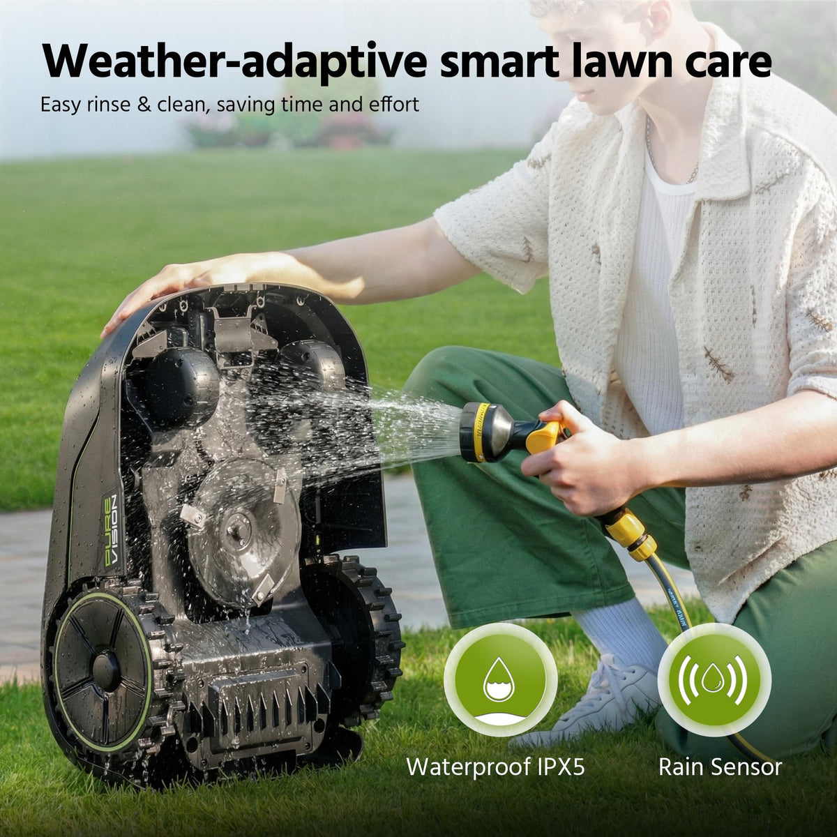 SUNTEK Robot Lawn Mower without Boundary, AI Pure Vision Robotic Mower with Auto Mapping, Slope up to 35°, IPX5 Waterproof Rating, Automatic Mapping