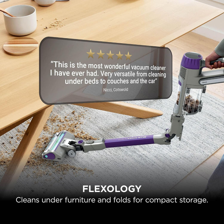 Shark PowerDetect Cordless Vacuum Cleaner, DuoClean Detect, Reverse Clean, Anti Hair Wrap Plus, Lightweight, 70 Min Runtime, Crevice & Multi-Surface Tools, Flexible, Handheld Mode, Purple IP1251UK