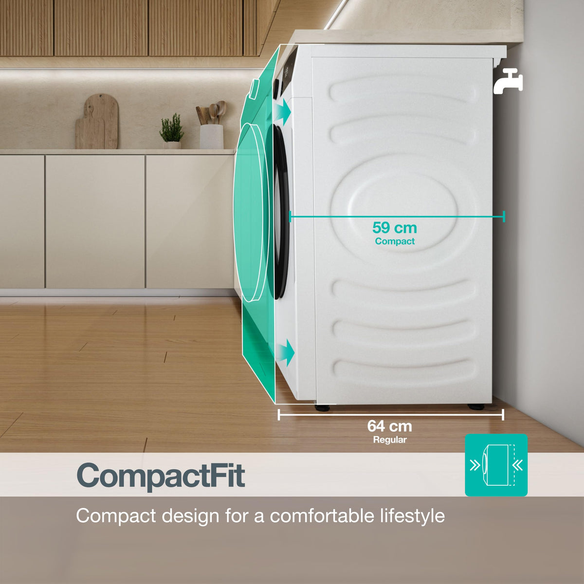 11kg Freestanding Washing Machine with 1400 RPM Spin, Steam & 15 Programs - White